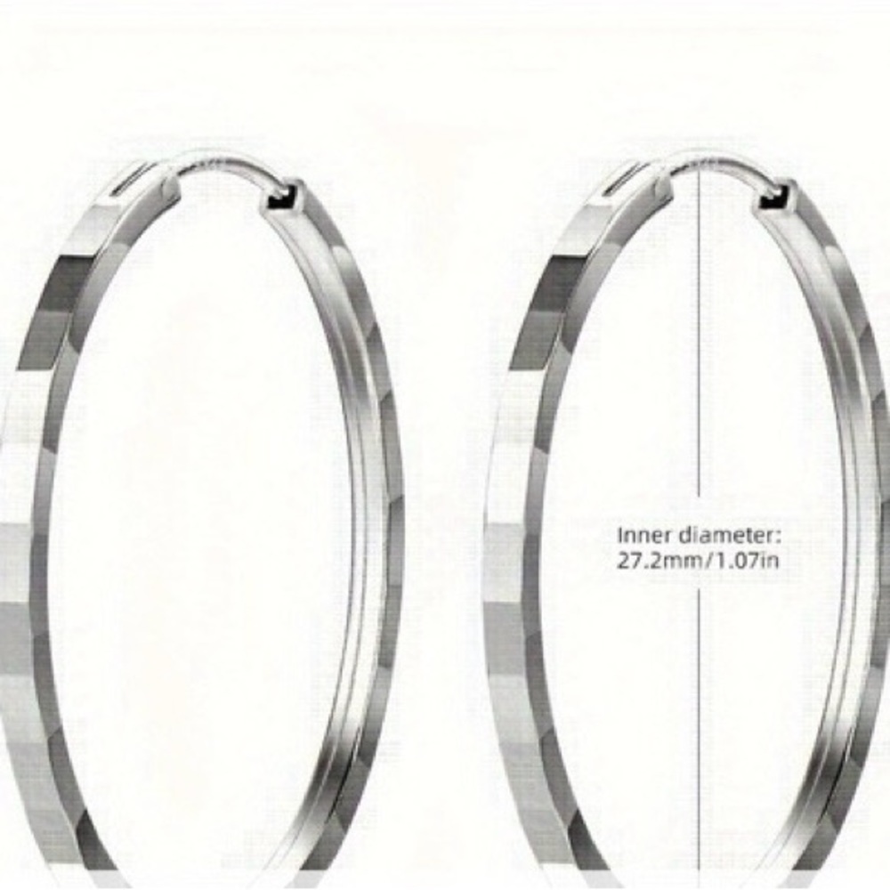 Ships in 1 week. Large 925 Silver Hypoallergenic Hoop Earrings Elegant